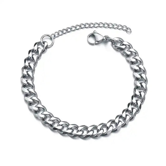 ett stålarmband i silver plätering